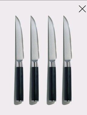 NEW! Quince- Essentials Japanese Damascus Steak Knife Set Of 4! (B17)